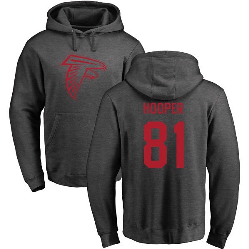 Atlanta Falcons Men Ash Austin Hooper One Color NFL Football #81 Pullover Hoodie Sweatshirts
